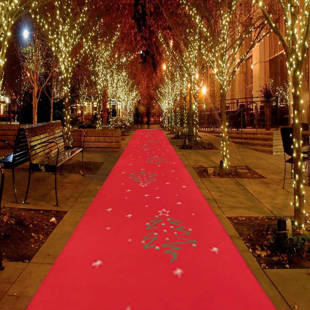 Moquette rotoli rossa con stampa abete Natale stellato per corsie e passatoie natalizie, altezza rotolo 1 metro